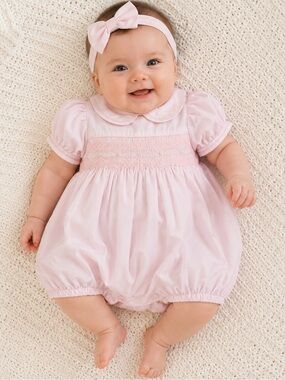 Petit Ami Soft Pink Smocked Romper
